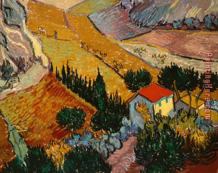 Vincent van Gogh Landscape with House and Ploughman